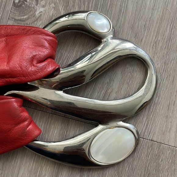 Vintage Salena’s Collection Red Leather Belt with Gemstone Buckle - Picture 11 of 12